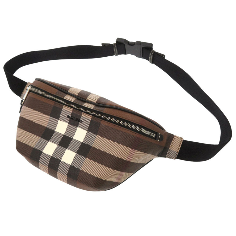 Burberry Caisson Bum Bag Check & Leather 8052806 Coated Canvas Cotton Polyure...